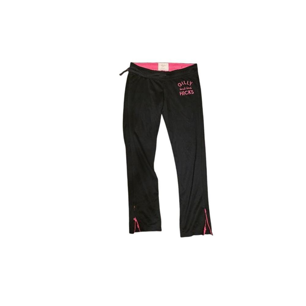 Gilly Hicks Bondi Beach Y2K Black Pink Lounge Pants Women’s S Zip Hem